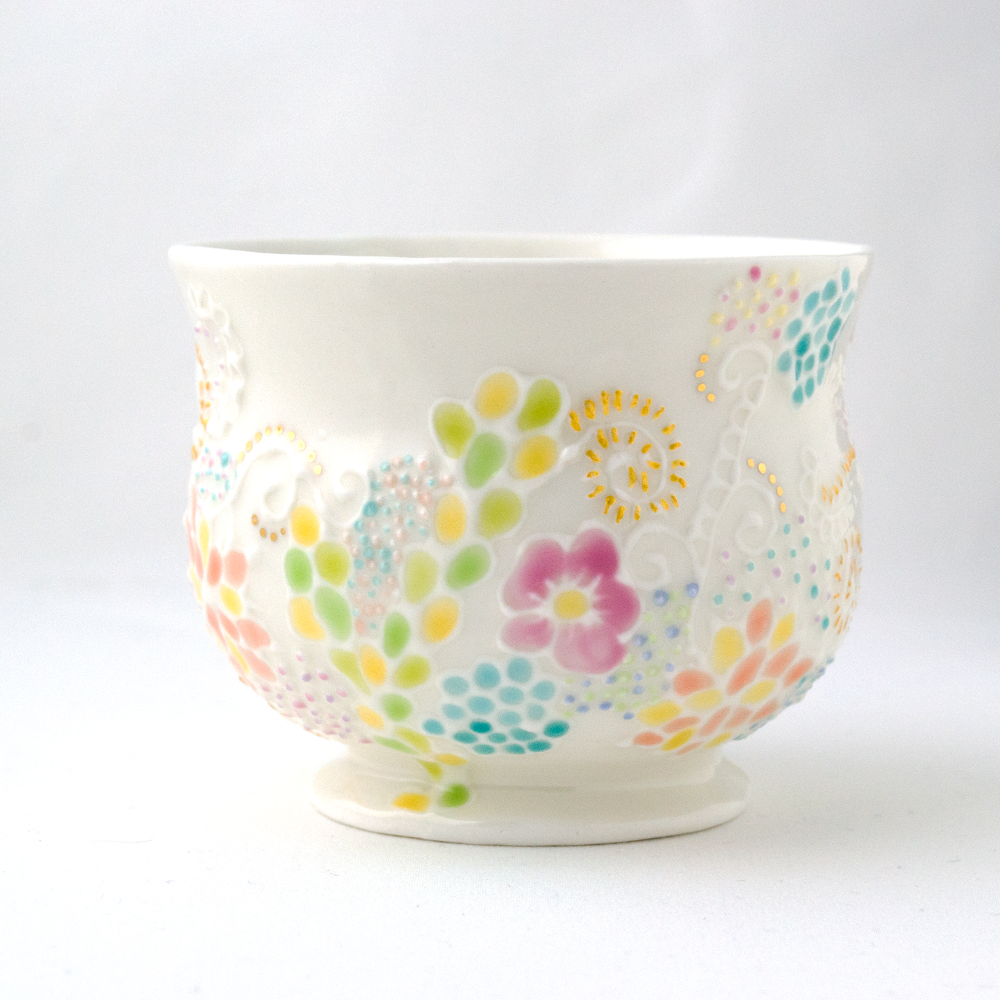 色絵金彩盛花カップ -咲き渡る-