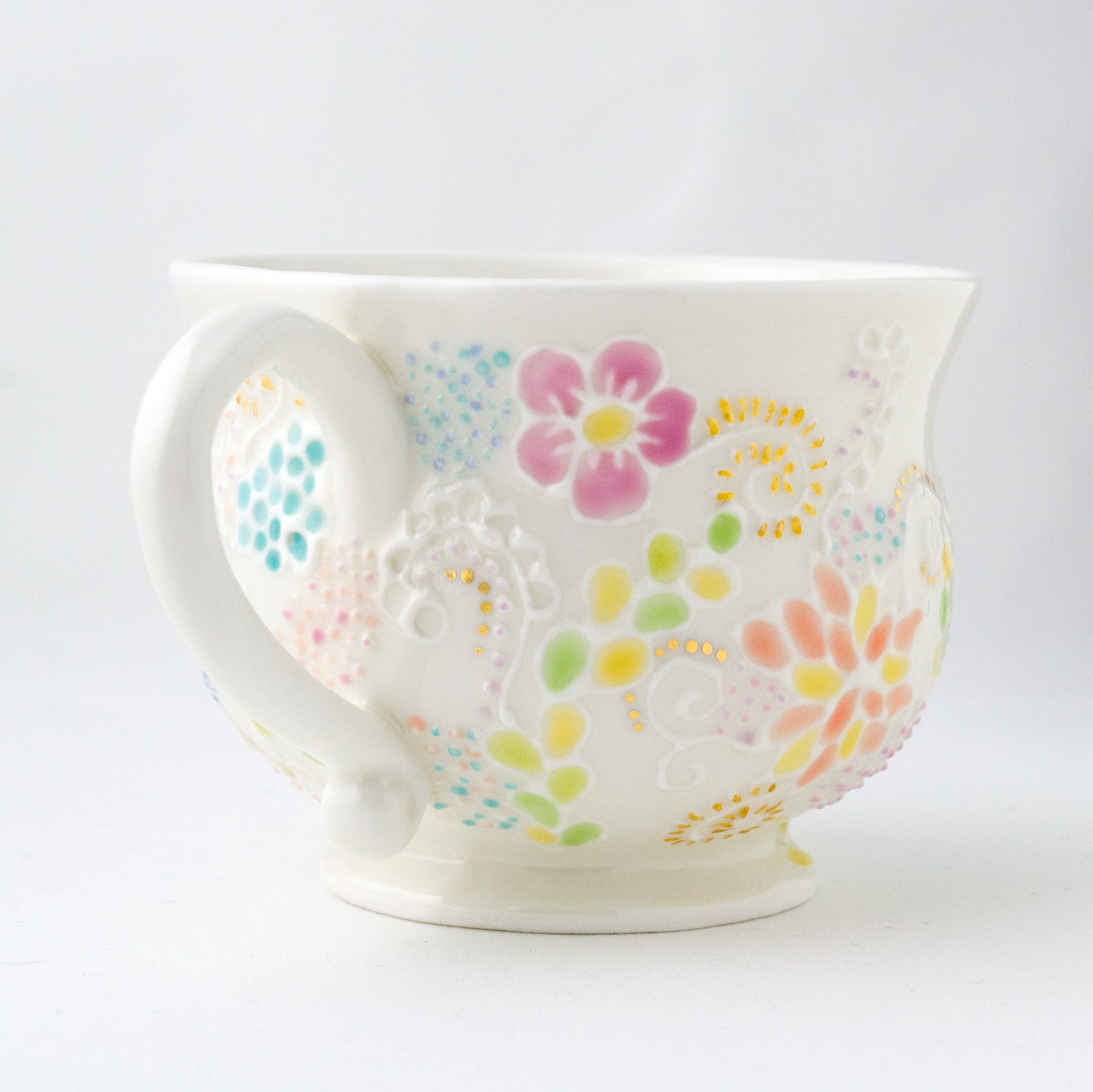 色絵金彩盛花カップ -咲き渡る-