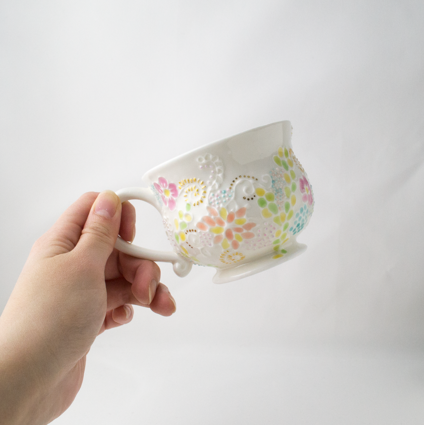 色絵金彩盛花カップ -咲き渡る-