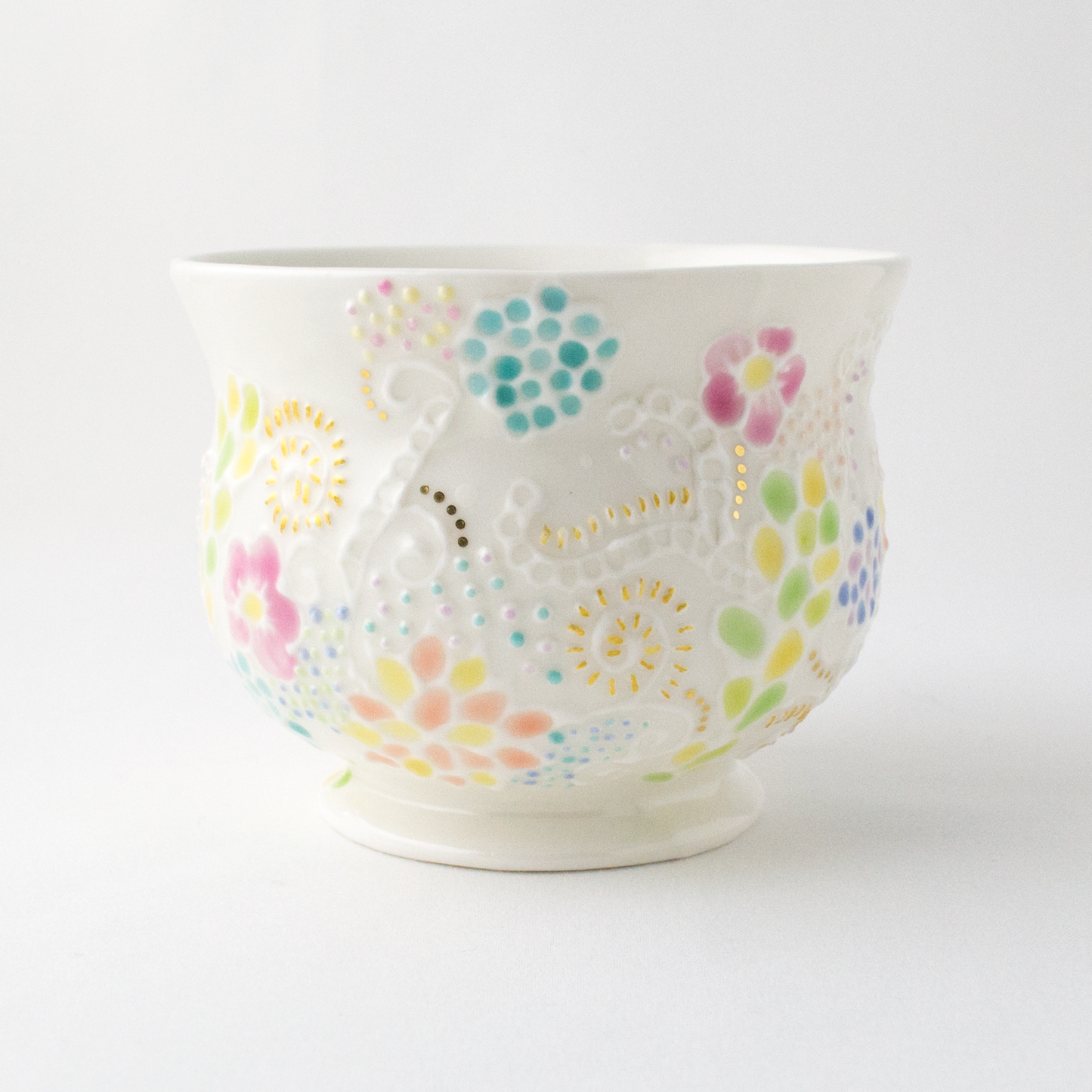 色絵金彩盛花カップ -咲き渡る-