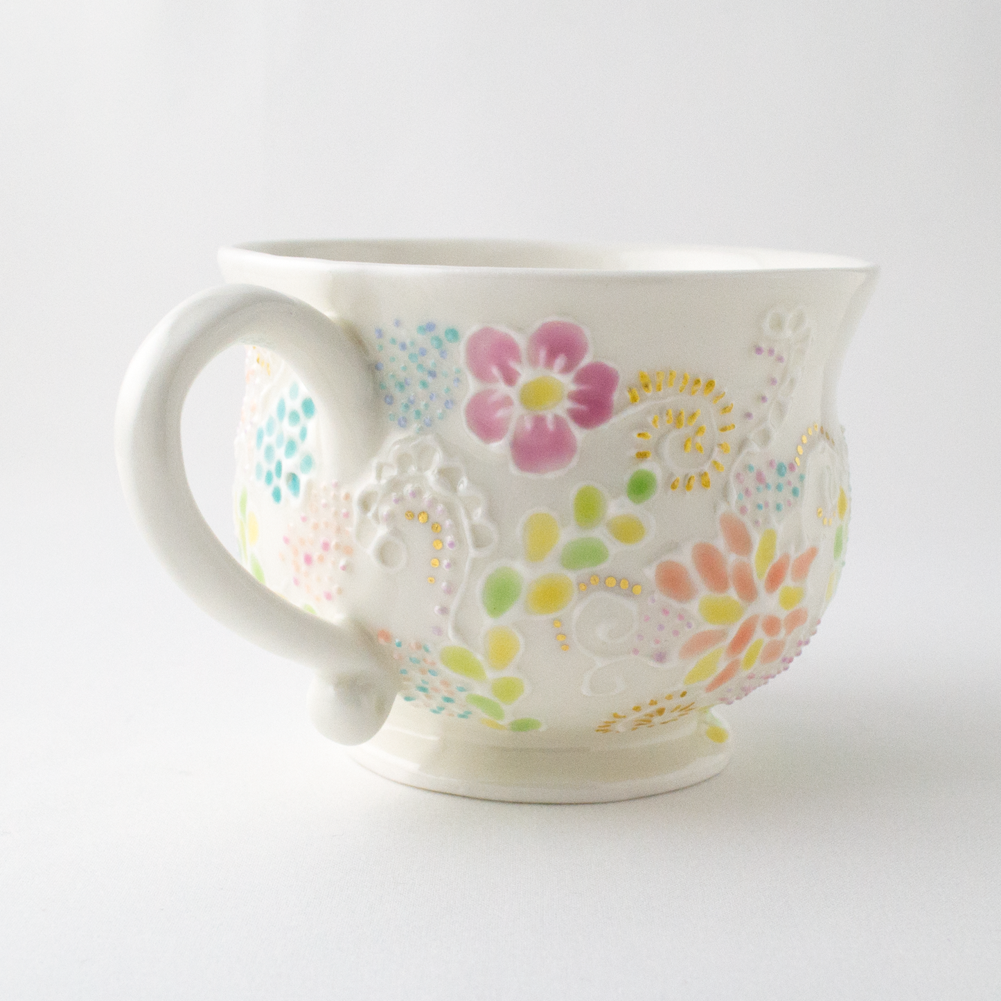 色絵金彩盛花カップ -咲き渡る-